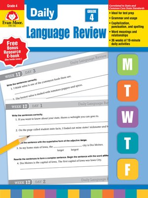 cover image of Daily Language Review, Grade 4